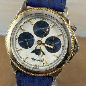 Vintage Ladys Oleg Cassini Moon Phase Watch 2 Tone